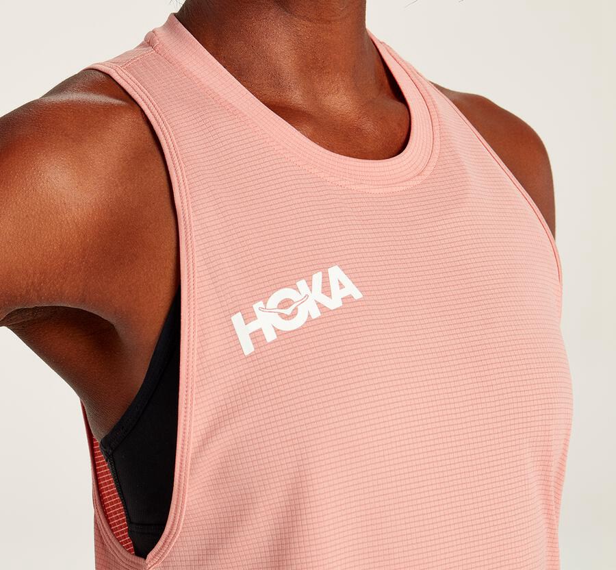 Hoka One One Top Kadın Pembe - Performance Utility Tank - AM8625931